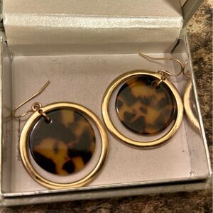 Tortoise and gold shell earrings